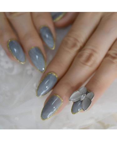 Shop HUIL Hot Alloy Butterfly Nail Art - Marble Stiletto Press-On Nails with Gold Line - International Shipping Available - Buy Online on GoSupps.com
