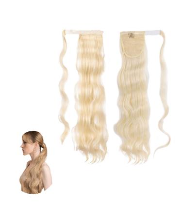 Traziewell Blonde Wrap Around Ponytail Extension Curly Ponytail Extension Heat Resistant Synthetic Natural Wavy Hairpieces Wrap Around Pony Tail Hair Extensions for Women Hair Piece 0512 FH000512 One Size