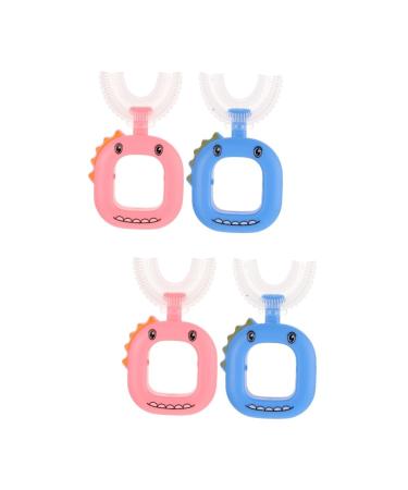 Partykindom 4 pieces U-shaped toothbrush for children baby oral children toothbrush toothbrushes for children portable toothbrush made of silicone sweet children's toothbrush manual accessories pebbles