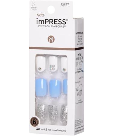 KISS imPRESS Press-On Manicure I'd Rather Be Short Length Square with PureFit Technology Includes Prep Pad Mini File Cuticle Stick and 30 Fake Nails - Buy Online on GoSupps.com