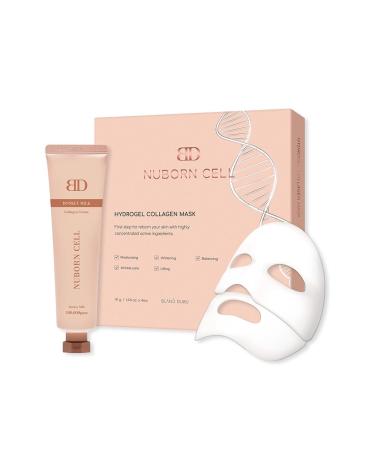 BLANC DUBU Nuborn Cell Collagen Moisture Duo Nuborn Cell Donkey Milk Collagen Cream Hydrogel Collagen Mask for Deeply Hydrating Brightening and Improving Fine Lines 2.2 fl. oz. + 4 Sheet Masks
