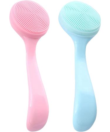 Silicone Face Scrubber 2PCS Manual Facial Cleansing Brush with Handle Deep Cleaning Gentle Exfoliating Face Exfoliator Brush Silicone Face Scrubber - Buy Online on GoSupps.com