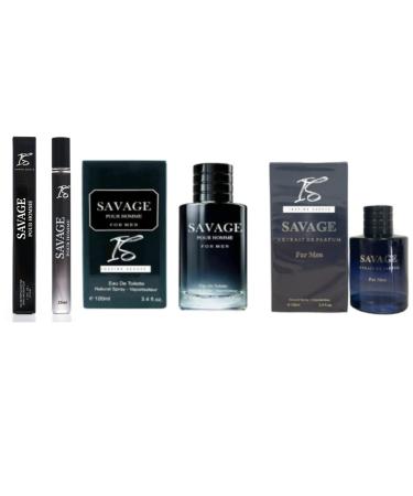 INSPIRE SCENTS Savage for Men 3.4 Oz Extrait De Parfum Spray + Cologne & Travel Spray Set - Masculine Warm Scent for Daily Use (Pack of 3) - Buy Online on GoSupps.com