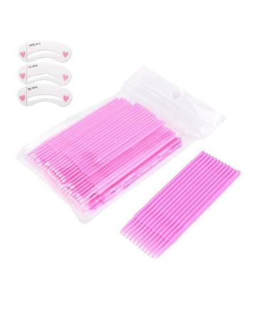 Coobbar 100pcs/lot Durable Micro Disposable Eyelash Extension Mascara Brush Eyelash Glue Cleaning Stick for Women (Pink)