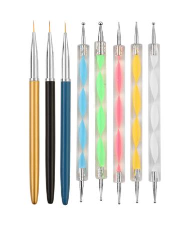 HOOMBOOM 5PCS Dotting Pens with 3 PCS Nail Painting Brushes  Painting Acrylic Nail Design Nylon Brush  Nail Painting Drawing - Pens Nail Art Design Tools