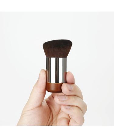 Premium Angled Flat Top Kabuki Foundation Brush for Liquid Cream & Powder - Durable Multipurpose Makeup Brush (Brown) - Perfect for Flawless Blending - Buy Online on GoSupps.com