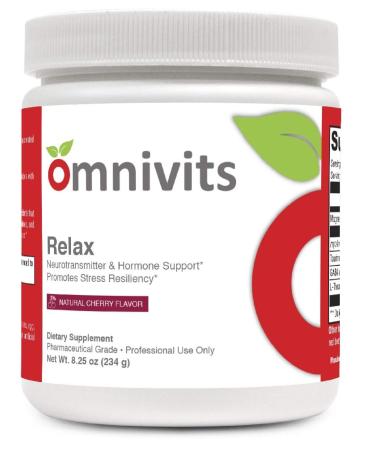 Omnivits Relax Natural Cherry Flavor | Magnesium as Albion Di-Magnesium Malate Myo-Inositol Taurine GABA L-Theanine (Suntheanine) | Healthy Blood Pressure Emotional Wellness| Powder 60 Serving