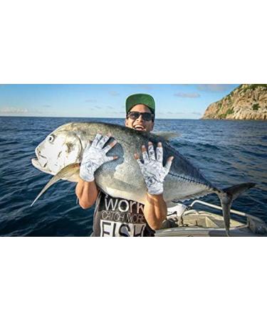 Riverruns UPF 50+ Fingerless Fishing Gloves - UV Protection for Men and Women - Ideal for Fishing, Boating, Kayaking, Hiking, Running, Cycling, and Driving - Medium Fishwater Camoblue - Buy Online on GoSupps.com