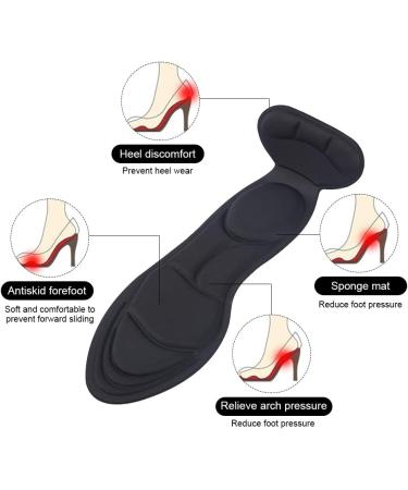 Heel Insoles - Soft Sponge Non Slip Cushions for Pain Relief | 2 in 1 Insole with High Heel Inserts - Shock Absorption | Black - Buy Online on GoSupps.com