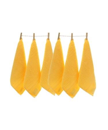 JINGXIN Cotton Face Cloth Thicken Absorbent Washcloths for Daily Use 13.7 x 13.7 Inch Yellow 6 Pack