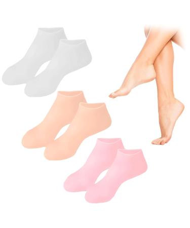 3 Pairs Silicone Socks Moisturizing Socks Soft Gel Socks Spa Pedicure Socks Silicone Moisturizing Socks for Dry Cracked Rough Feet Skin Foot Spa Gel Silicone Socks for Women Men Dry Cracking Skin
