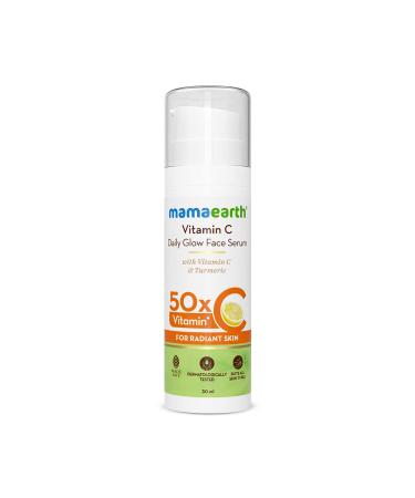 Mamaearth Vitamin C Daily Glow Face Serum | Youthful Radiant Skin with Turmeric | Unisex Lightweight Hydration for All Skin Types | 1.01 Fl Oz (30ml) 1.01 Fl Oz (Pack of 1)