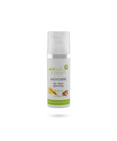 mysalifree Organic Night Cream - Rich Moisturizing Care for Sensitive Skin - With Rice Germ Oil & Shea Butter - 50ml - 100% Certified Organic Cosmetics - Unique in the World - BIO+