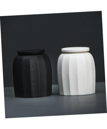 HOMSFOU Sealed Jar Tea Ceramic Jar Coffee Jar Black Pottery Travel White Teapot White 1PCS - Buy Online on GoSupps.com