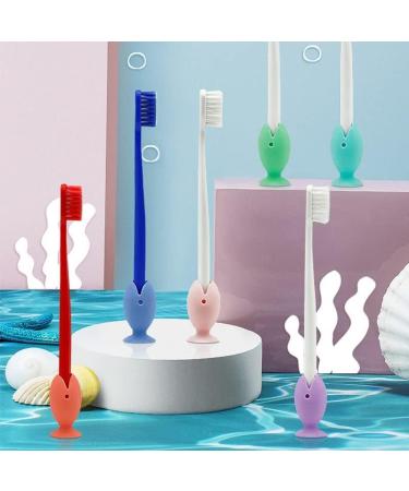 Mini Fish Toothbrush Holder - 6 Pcs Standing Toothbrush Cover Caps with Suction Cup - Buy Online on GoSupps.com