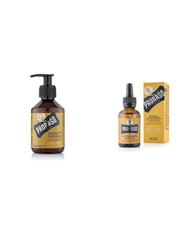 Proraso Shampoing Barbe Soin Visage Homme Nettoyant et Adoucissant Shampoing 200 ml & Huile Barbe Soin Visage Homme Parfum Bois & pice Huile pour Barbe Adoucissante 30 ml