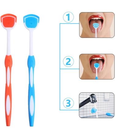 Milisten Silicone Scraps Toothbrush Set - 4PC Tongue Brushes for Fresh Breath | Blue & Orange Plastic Cleaner & Spatula - Buy Online on GoSupps.com