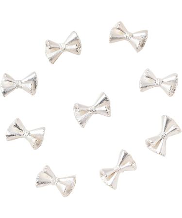 50x/Set Bowknot French Bow Nails Art Alloy Bow Nails Art Decoration Supplies For Salons Silver Bow 9 X 6mm - Buy Online on GoSupps.com