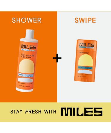 Miles 3-in-1 Body Wash - Fresh Scent - 16 oz - Buy Online on GoSupps.com