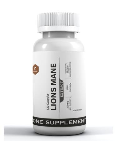 Inzone Supplements Lion's Mane - 120 Capsules | Highest Potency 25:1 Extract | Organic Mushroom Supplement for Cognitive Health Memory Support & Focus Boost - Premium Nootropic Formula