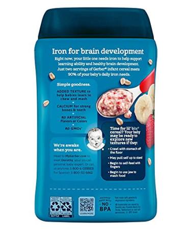 Gerber Lil' Bits Oatmeal Cereal 8+ Months â€“ Banana Strawberry 8 oz (227 g) â€“ Healthy Baby Food - Buy Online on GoSupps.com