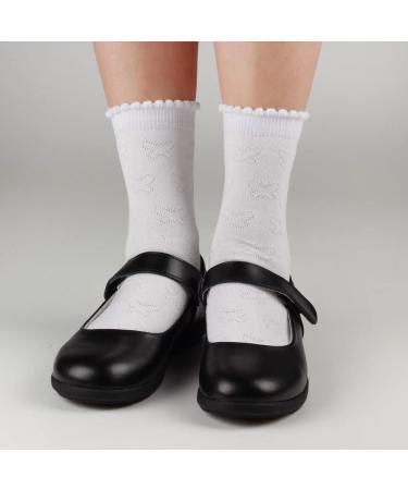 COTTON DAY Girls White Ruffle Ankle Socks - Hearts & Butterflies Design 5-Pack (6-8 Years) - Buy Online on GoSupps.com