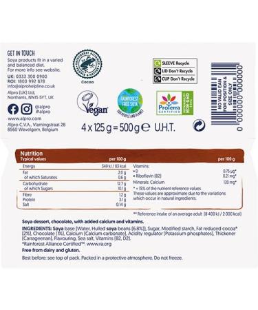 Alpro Soya Dessert Chocolate - Vegan Lactose-Free Gluten-Free | 6x (4 x 125g) Pack - International Shipping Available - Buy Online on GoSupps.com