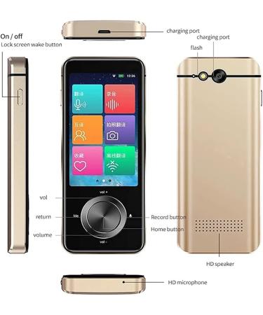 M9 Instant Voice Translator Portable Language in Real-time Smart Translator Supports 12 Offline Languages (Color : Gray) (Gold) - Buy Online on GoSupps.com