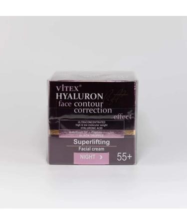 & Vitex Hyaluron Lift Superlifting Facial Night Cream 55+ for All Skin Types 45 ml with Hyaluronic acid Complex of Proteins Black Truffle Extract Collagen Avocado Oil Shea Butter