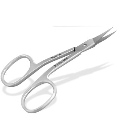 Ergonomic nail and cuticle scissors Curved cutting surface for wrist-friendly work