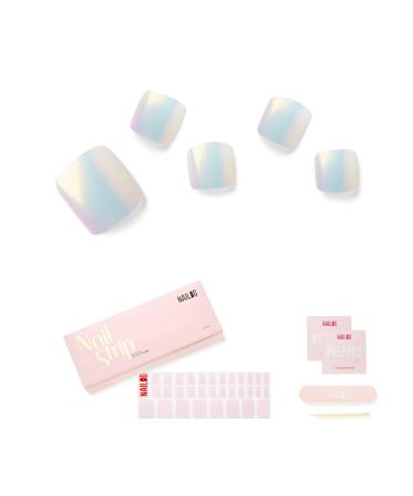 Nailog Semi Cured Gel Nail Strips toen nail polish stripes with Glossy Gel Finishing 32 Long Long Lasting Pedi Nail Wrap Pink Moonlight