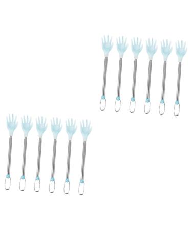 Tovinanna 12 pc finger tickling stainless steel spatula Bahre retractable back scratch for men male pull -out back scratch portable back scratch leg body man metal stainless steel