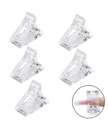 nuoshen 5 pcs Transparent Nail Tips Clip Poly Gel Quick Building Nail Clamps Finger Extension UV LED Quick Nail Builder Kit Plastic Manicure Tools for Poly Gel