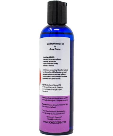 Raspberry Flavored Massage Oil with Vitamin E - Vegan Edible Body Oil for Relaxing Full Body Massages - 4 oz - Buy Online on GoSupps.com