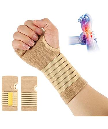 Carpal Tunnel Wrist Brace Pair with Adjustable Compression Strap Hand Palm Wrist Support for Carpal Tunnel Tendonitis Wrist Pain Hand Pain Sports Injuries Two Pieces