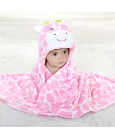 Gneliwm Baby Hooded Blanket Swaddle Wrap | Soft Plush Towel for Newborns & Infants | Cute Pink Design - Buy Online on GoSupps.com