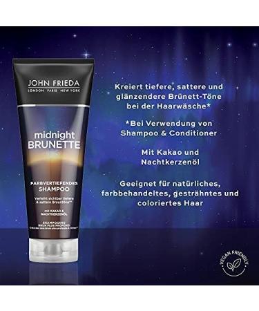 Kao Germany John Frieda Midnight Brunette Shampoo Contents 250ml Intensifies dark nuances with color pigments & cocoa For brown & brunette hair - Buy Online on GoSupps.com