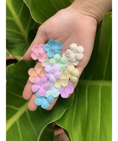 100 Pcs Handmade Mulberry Paper Gardenia Jasmine Flowers 30x30mm - Pastels Tone | Scrapbooking Wedding DIY Craft Supplies - Buy Online on GoSupps.com