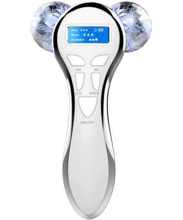 4D Microcurrent Face Massager Roller,Electric Rechargeable Face Lift Roller Arms Legs Massager for Anti Aging Wrinkles Facial Massage