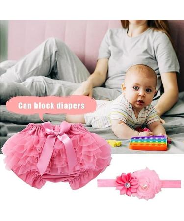 EQLEF Baby Bloomer Shorts with Frilly Knickers, Lace Nappy Cover, Ruffle Pants, and Headband Set - Perfect for Baby Photography Prop Costume in Pink - Buy Online on GoSupps.com