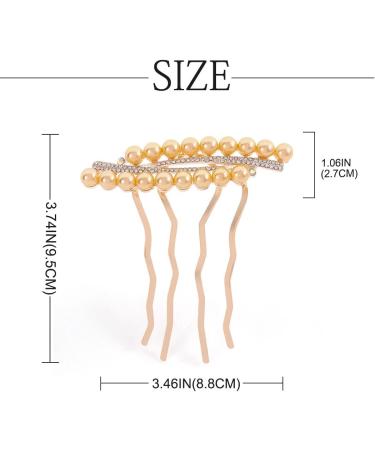 Bohend Rhinestone Hair Comb Crystal Pearl Hairpieces Wedding Hair Accessories Jewelry for Women and Girls (Champagne) - Buy Online on GoSupps.com