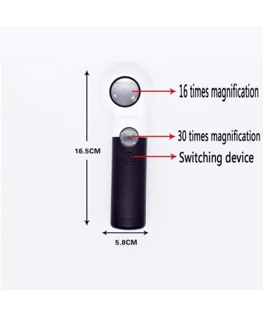 Handheld LED Light 16 Times Double Layer High Magnification Glass Glass Identifying Antique Reading Good Times - Buy Online on GoSupps.com
