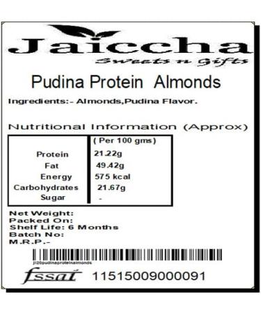 Jaiccha Ghasitaram Rakhi Gifts for Brothers Rakhi Dryfruits - Pudina Protein Almonds 200 GMS in Brown Paper Pouch with Rudraksh Rakhi - Buy Online on GoSupps.com