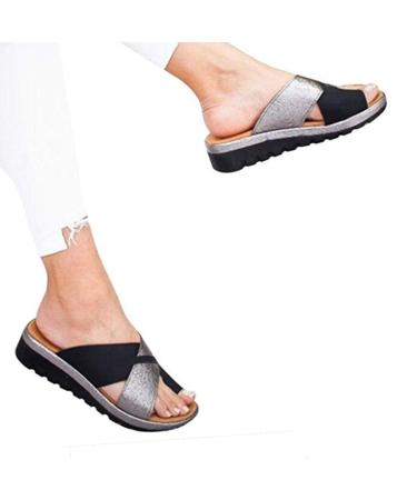 Bunion Corrector for Women Sandals Bunion Corrector Womens Sandals Foot Correction Sandles for Pain Relief Hallux Valgus Bunion Symptoms Big Toes Hallux Valgus Correction(Black 9) 9 Black