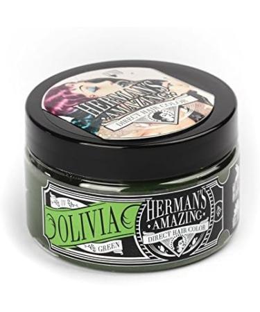 Hermans Amazing semi-permanent Hair Color Olivia Green 100% vegan and not tested on animals 115ml - Buy Online on GoSupps.com