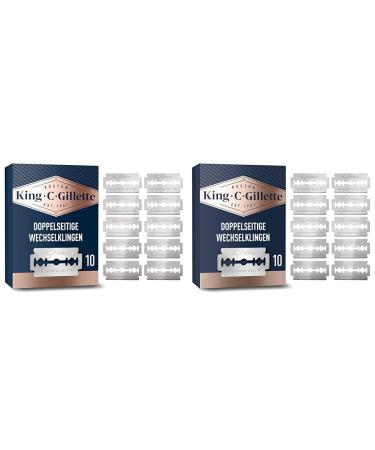 King C. Gillette Double Edge Safety Razor Blades Double blades for razor planes for men 10 razor blades Gillette's best platinum -coated blades made of stainless steel (pack with 2)