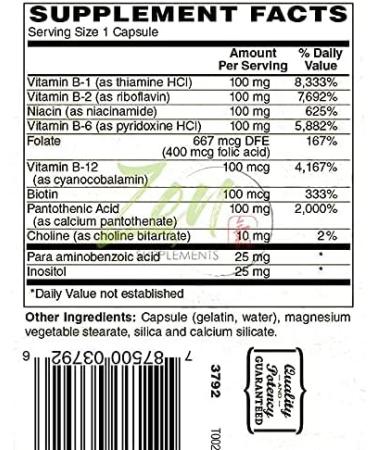 Complete B-Complex Vitamin Supplement - Full-Spectrum B Vitamin Supplement with Folic Acid Biotin Inositol - for Immune & Cardio Health Energy Metabolism - 100 Capsules - Buy Online on GoSupps.com