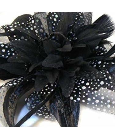Black Chiffon Flower and Feather Fascinator on Comb. - Buy Online on GoSupps.com