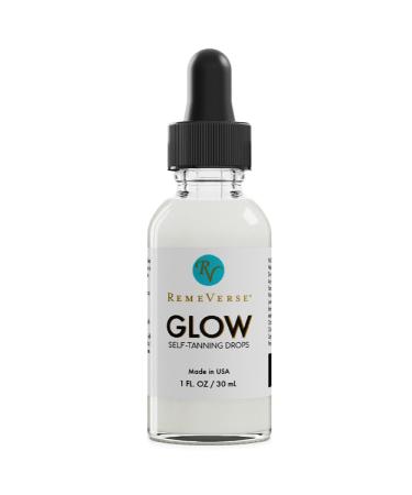 RemeVerse Glow Self-Tanning Drops with Aloe: Sunless Tanner for a Sun-Kissed Glow. Control Your Results by Adding Drops to Your Own Moisturizer, for Face & Body - Buildable Color 1FL Oz