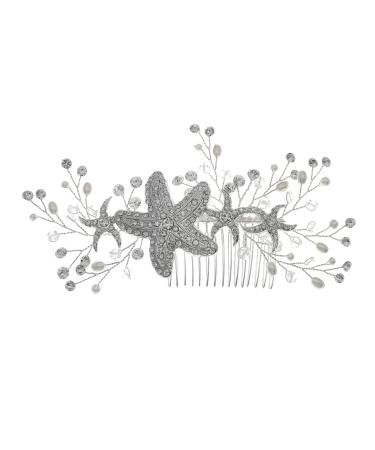 Angoily Starfish Hair Comb Hair Comb Pearl Ornaments Decorative Hair Combs Rhinestone Jewelry Tiara Wedding Hair Accessories for Brides Korean Hair up Pearl (plastic) Banquet